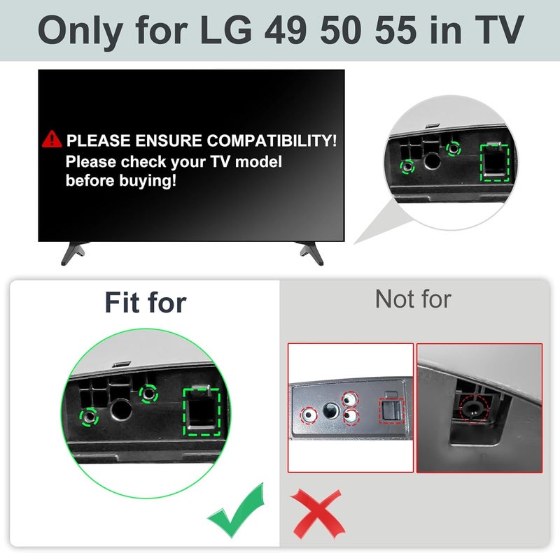 Maozhren Stand for LG TV Legs Replacement, TV Stand Legs for 49 50 55 Inch LG TV Stand - 49UJ6350 49UK6200 50UK6090 50UK6500 55UK6300 55UK6200 55UK6500 55UK6090 55UJ6300 MAM643660 MEZ64114730 with Screws - Image 3